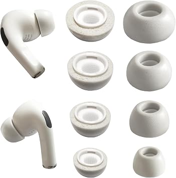 Memory Foam Earbud Tips for AirPods Pro 1st/2nd Gen, 4 Pairs XS/S/M/L Noise Isolation Replacement Ear Tips for AirPods Pro Case, Gray White