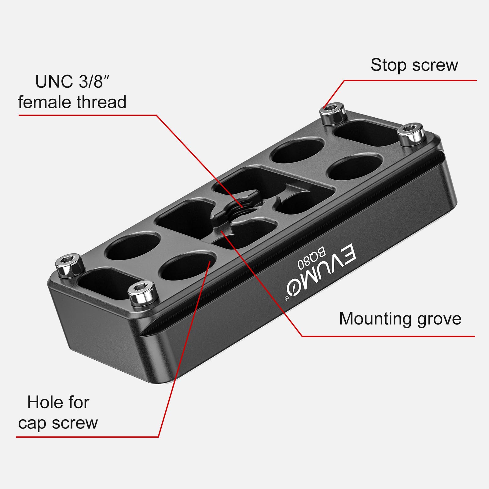 EVUMO Kugelkopf Umrüstsatz für BOG DeathGrip Stativ, ARCA Kugelkopf Konverter Adapter und Arca Swiss Sattelmontageplatte, nur kompatibel mit dem BOG DeathGrip Stativ