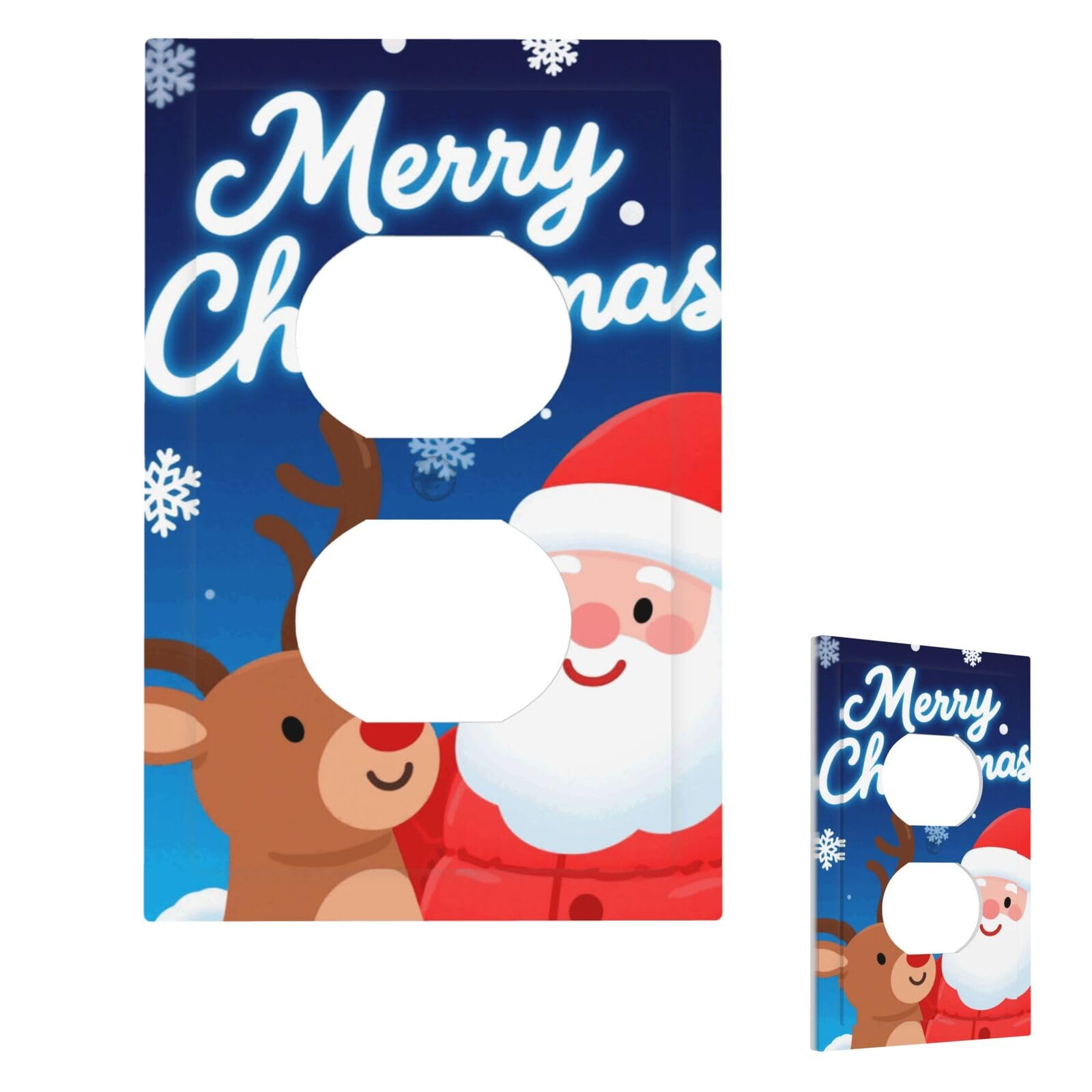 Merry Christmas Snowflakes Wall Plate Cover Modern Decorative 1 Gang Light Switch Cover Unbreakable Receptacle Outlet Covers For Living Room Bedroom Home Decor Duplex