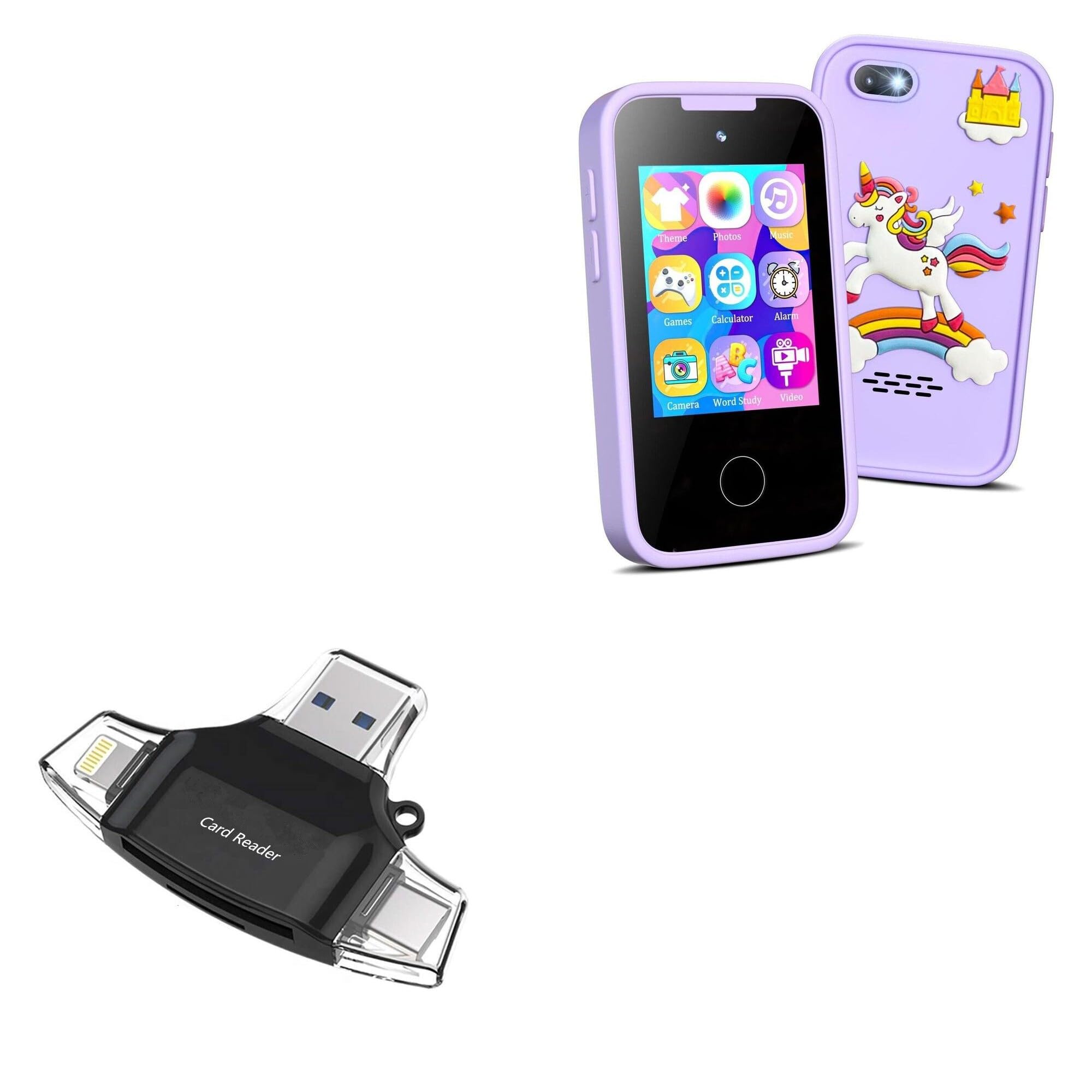 BoxWave Smart Gadget Compatible with Vimorg Kids Smart Phone (2.8 in) - AllReader SD Card Reader, microSD Card Reader SD Compact USB - Jet Black