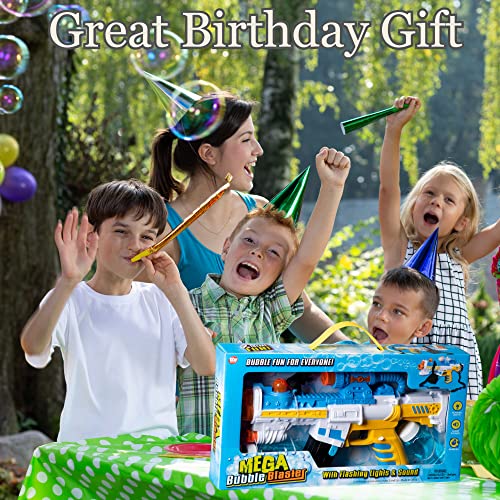 Bubble Gun For Kids Lights & Sounds - With 2 Bottles Bubble Refill - Light Up Toy Bubble Blower For Kids - Bubble Blaster - Bubbles Party Favors, Summer Toy, Outdoors Indoors Activity, Birthday Gift #TOP5
