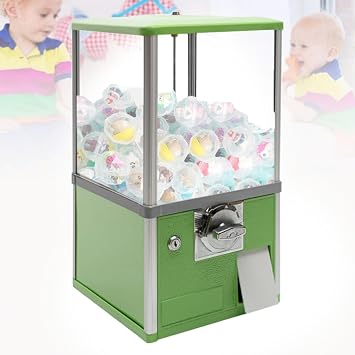 Vintage Style Candy Gumball Machine, Gumball Bank Candy Vending Machine Prize,Machine11.81x11.81x19.68 Vending Machine, for 0.39-1.26 inches Toys/Candies, Perfect for Game Stores,Green