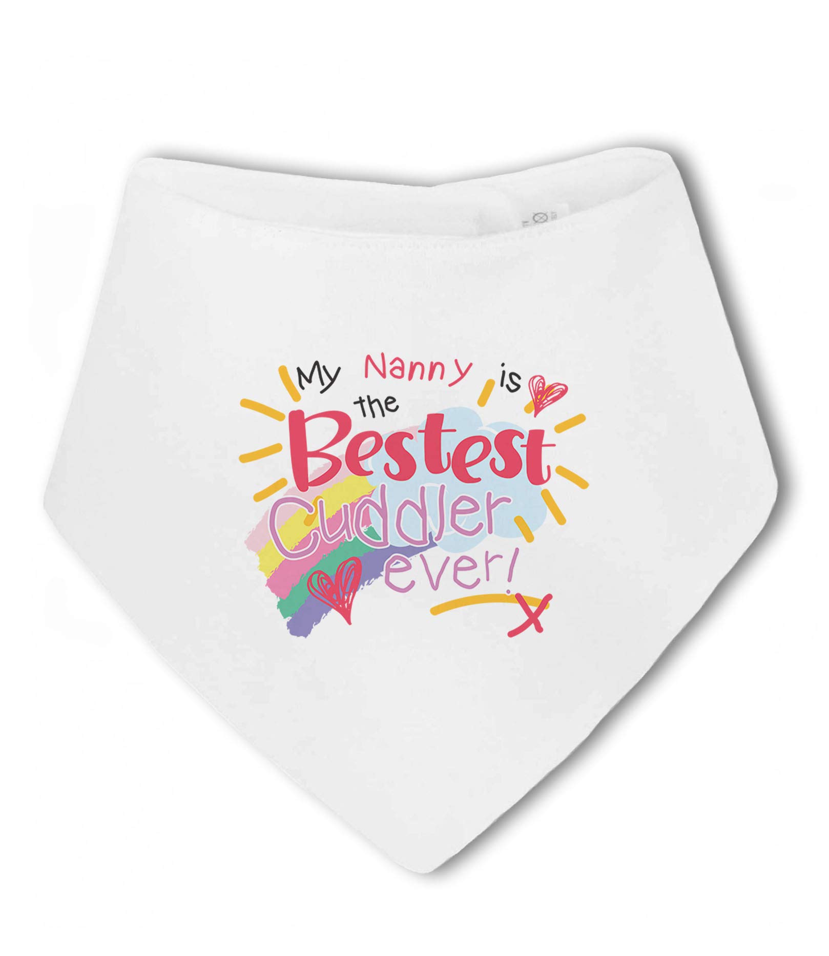 Make It Love It Sell It Unisex Infant White - My Nanny Is The Bestest Cuddler Ever! - Baby Bandana Bib, For Boy Or Girl, One Size