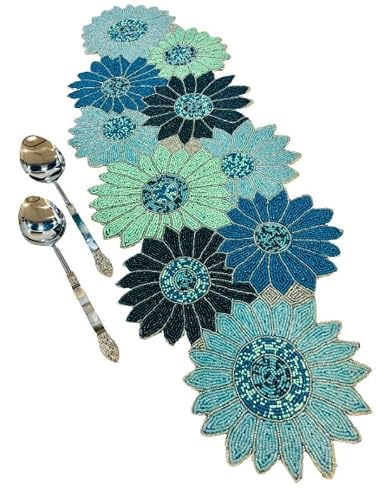 Mfu-Made For You Beautiful Silver Beaded Table Runner Craftsmanship Pack Of 1 Measure Thanksgiving - Occasional Decoration 13X36 Inches (Medium) (Sunflower) #TOP2