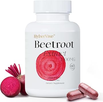 Beet Root Powder Capsules for Enhanced Athletic Performance, Balanced Circulation, Liver Support & Heart Health | Non-GMO, Free of Top 9 Allergens, 1300mg per Serving, 60 Vegan Capsules