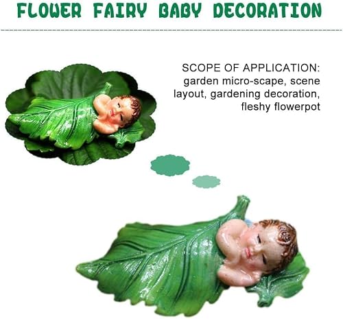 WsjiaboFux Green Sleeping Fairy Miniature Figurines, Fairy Garden Animals for Garden, Supplies, Micro Landscape, Plant Pots, Bonsai Craft Outdoor Yard Home Decoration Figurines Accessories