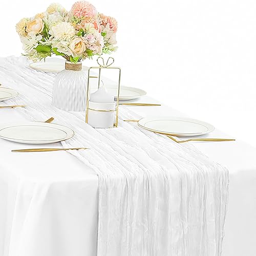 Miniatura 48 de 12 piezas de 10 pies de camino de mesa verde salvia de estopilla, 35 x 120 pulgadas de largo, camino de mesa de gasa para mesas, decoración bohemia,