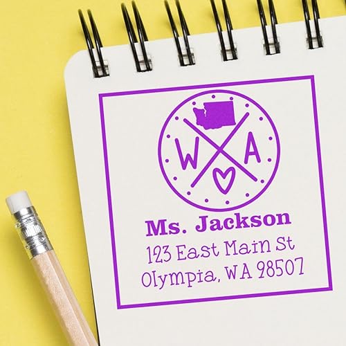 Miniatura 70 de Texas State Love - Sello de dirección cuadrado, uso con almohadilla de sellos, sello de correo de Texas, tamaño 1-5/8 pulgadas Manija