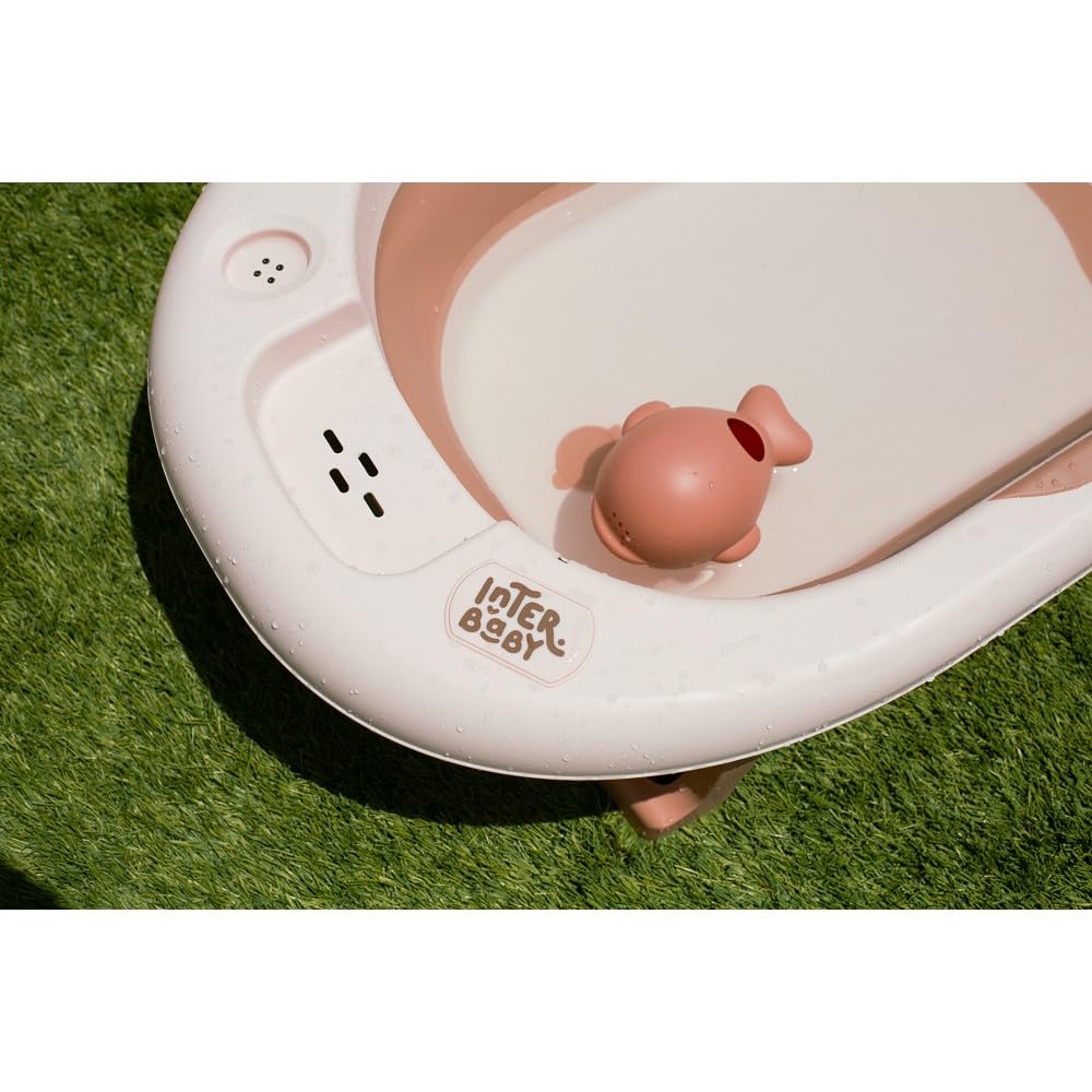 Składana wanna dla niemowląt Interbaby 80x47x21 cm | Składana wanna dla niemowląt z kubkiem do płukania, antypoślizgowa, szczelna nasadka | przenośna, łatwa do przechowywania, wygodna, niebieska