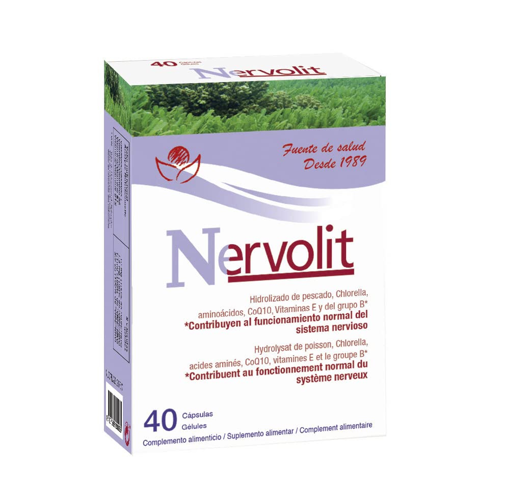 Nervolit 40 Cápsulas - Herbetom Bioserum | Hidrolizado De Pescado, Chlorella, Aminoácidos, Coenzima Q10, Vitamina E Y B. | Contribuye Al Funcionamiento Normal Del Sistema Nervioso