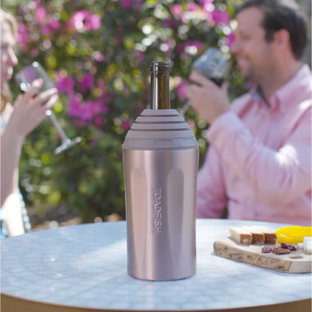 Toadfish Wine Chiller, Insulated Stainless Steel Bottle Cooler, Rose Gold — Amazon image 7