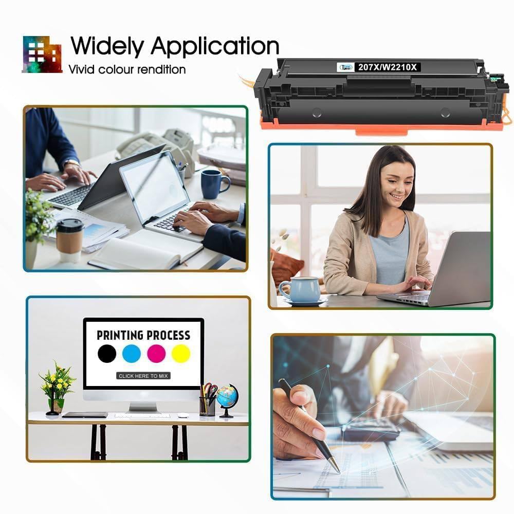 207X 207A MFP M283fdw M255dw 207 Toner Mit Chip 4-Pack | Kompatibel für HP Color LaserJet Pro MFP M282nw M283fdn M283 M282 M255 W2210X W2211X W2212X W2213X Schwarz Cyan Gelb Magenta