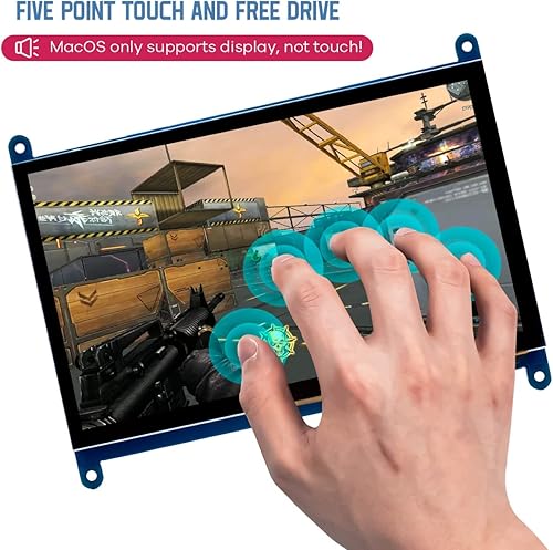 Miniatura 3 de 7 pulgadas IPS LCD pantalla táctil panel 1024 × 600 pantalla capacitiva HDMI monitor para frambuesa pi5pi4pi3cero W, BB negro, Windows 10 8 7