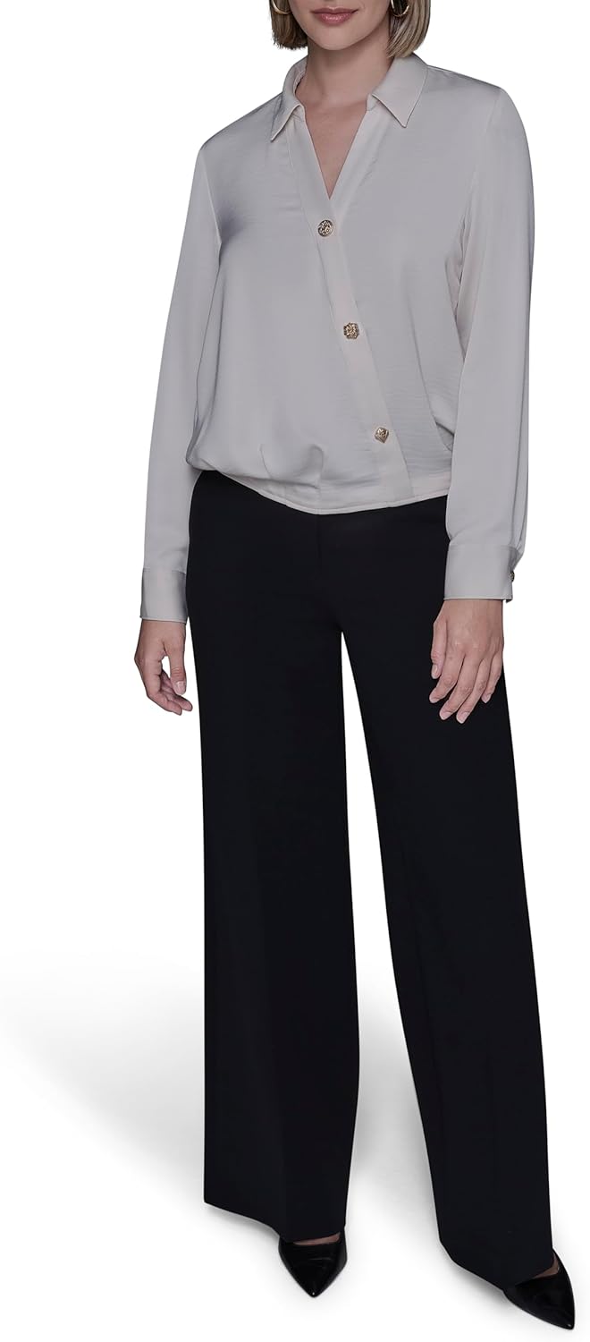 Karl Lagerfeld Womens Long Sleeve Classy Collared Essential Button Down - Image 2