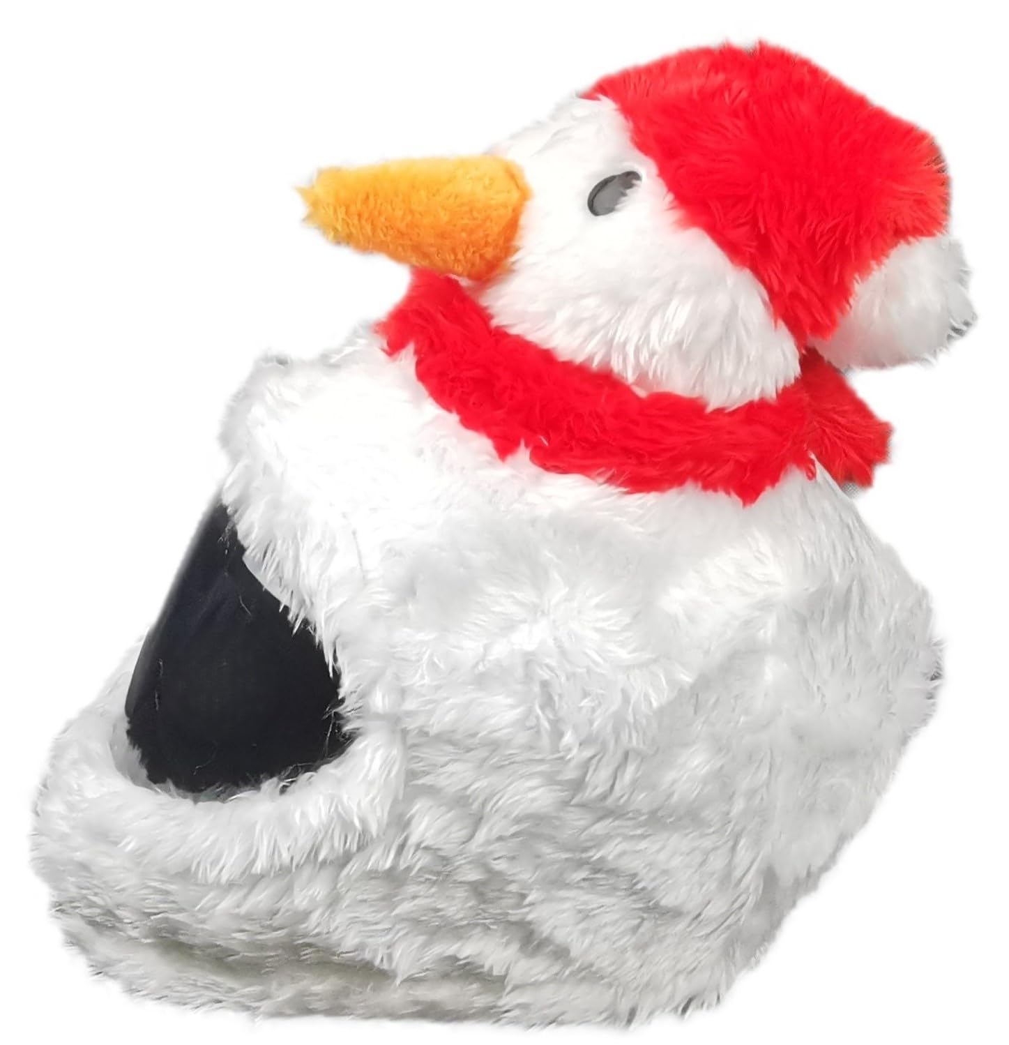 Housse Casque Moto Peluche - Couvre-Casque Intégral Amusant | Bonhomme de Neige avec oreilles - idée cadeau originale pour motards, convient aussi au ski, taille unique, homme et femme