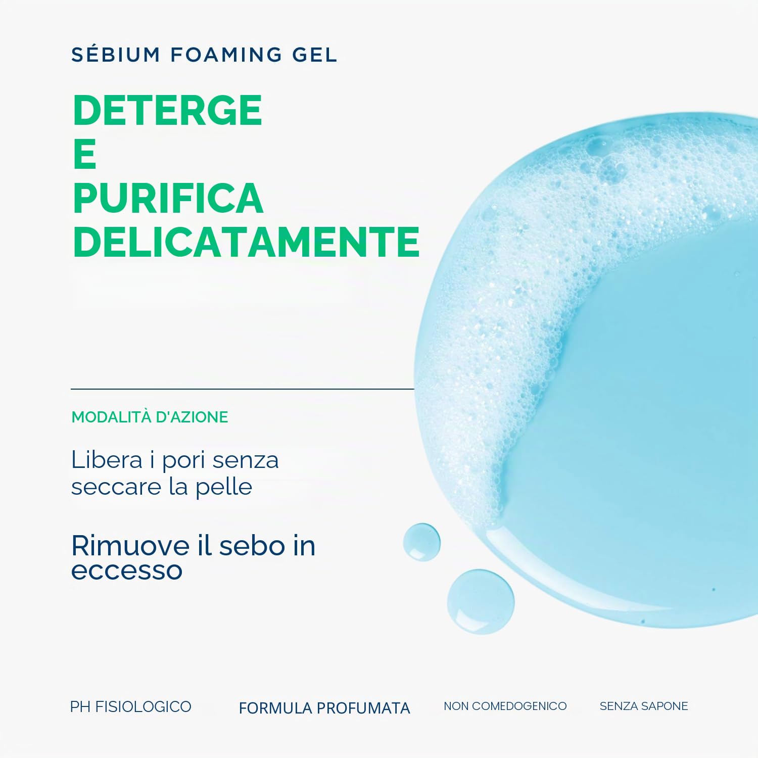 BIODERMA Sebium Gel schiumogeno – Detergente purificante delicato – Rimuove sebo in eccesso e impurità – Pelle mista a grassa – prescritta dai dermatologi – Flacone pompa 400 ml
