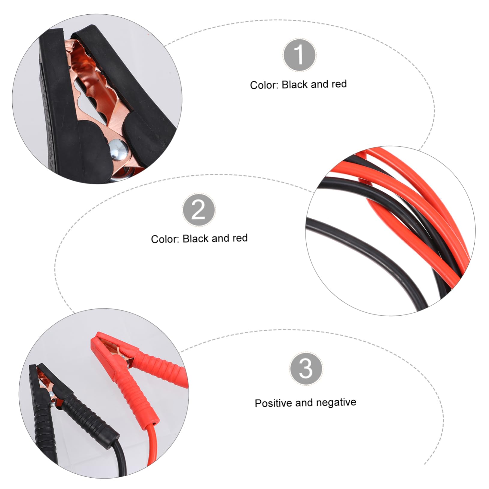 Cable de Emergencia para Coche Funda Completa 2000 | Cobre y Aluminio, Negro, para Motos y Automóviles, Conexión de Generadores y Baterías de Arranque