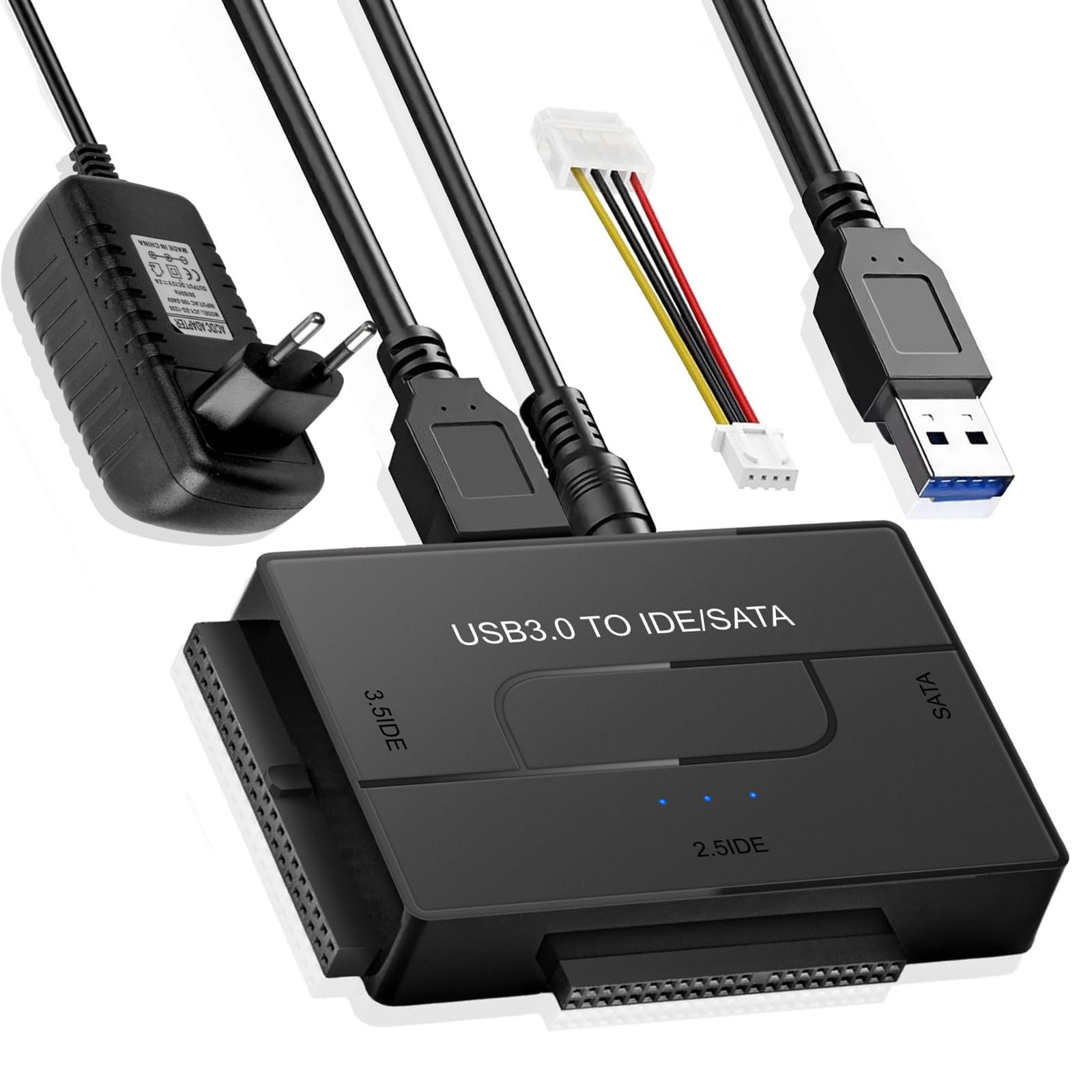 Adattatore USB 3.0 A IDE/SATA Per HDD | Supporto Dischi 2.5/3.5 Pollici | Alimentazione Esterna 12V 2A - Foto 3