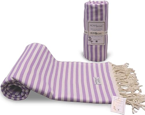 Miniatura 9 de Agah Home Toalla de playa turca  Toalla de algodón turco  Peshtemal de gran tamaño  baño turco, playa, piscina, gimnasio, toalla de yoga  Toalla