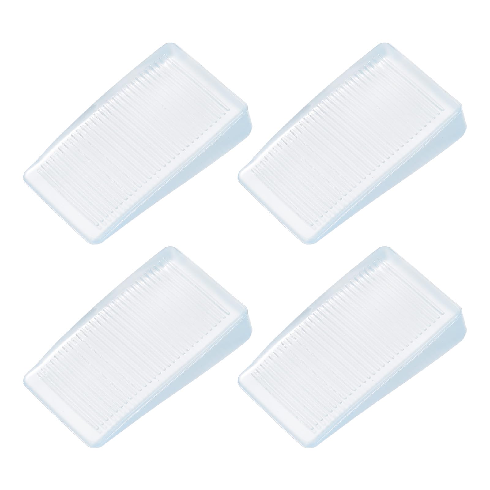 PATIKIL 4 Pcs Rubber Door Stop, 0.4 Inch Height Door Stoppers Wedge Thin Anti-Slip Doorstop for Bottom on Floor Solid Non-Scratching Floor Protectors for Wooden Floor Office, Transparent