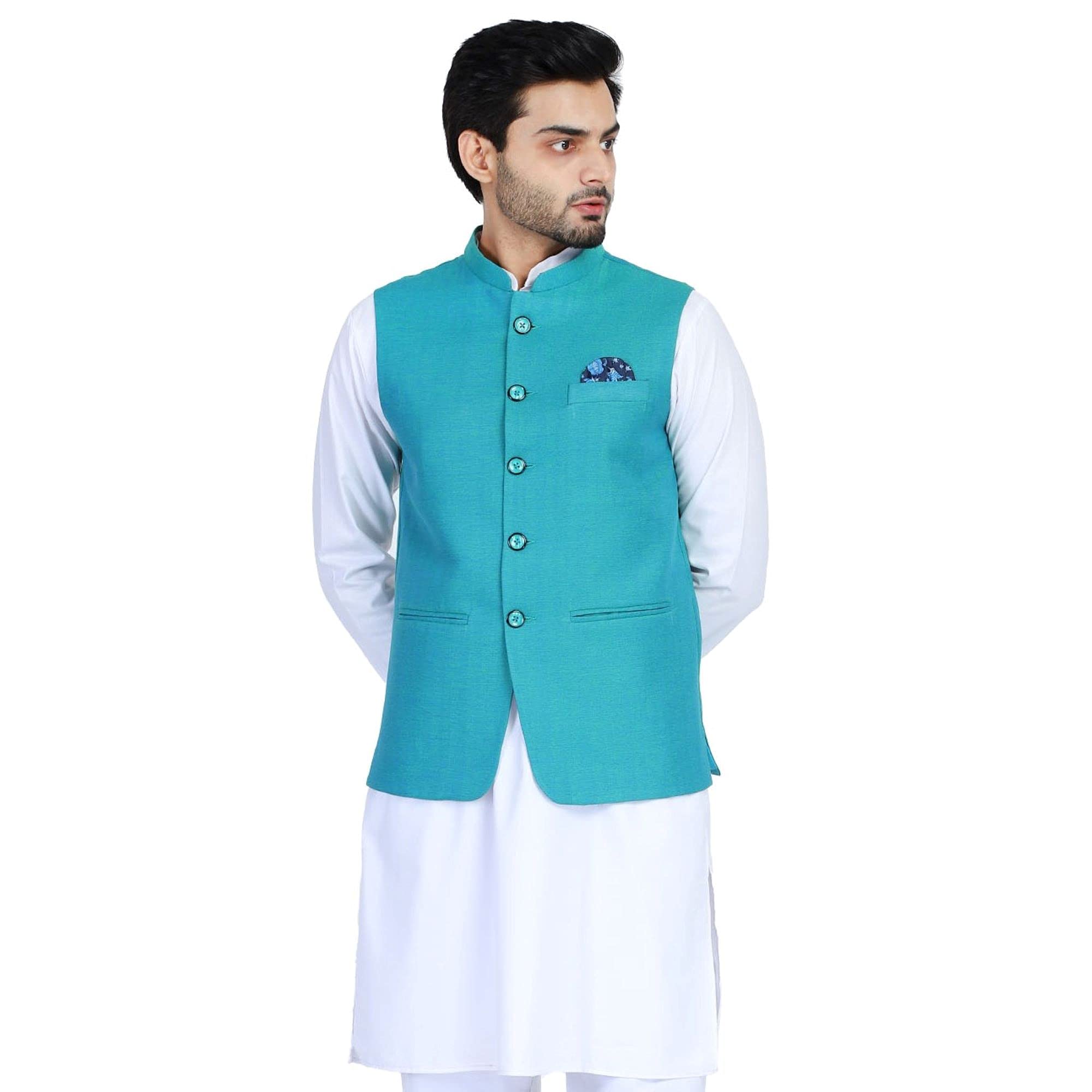 tahvo Men's Nehru Jacket/Waistcoat/Modi Jacket Cotton Fabric-picture-36