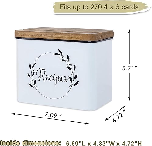 Miniatura 4 de NIKKY HOME Caja de recetas de metal de 4 x 6 pulgadas, organización de cocina con 24 tarjetas y 8 divisores, color blanco