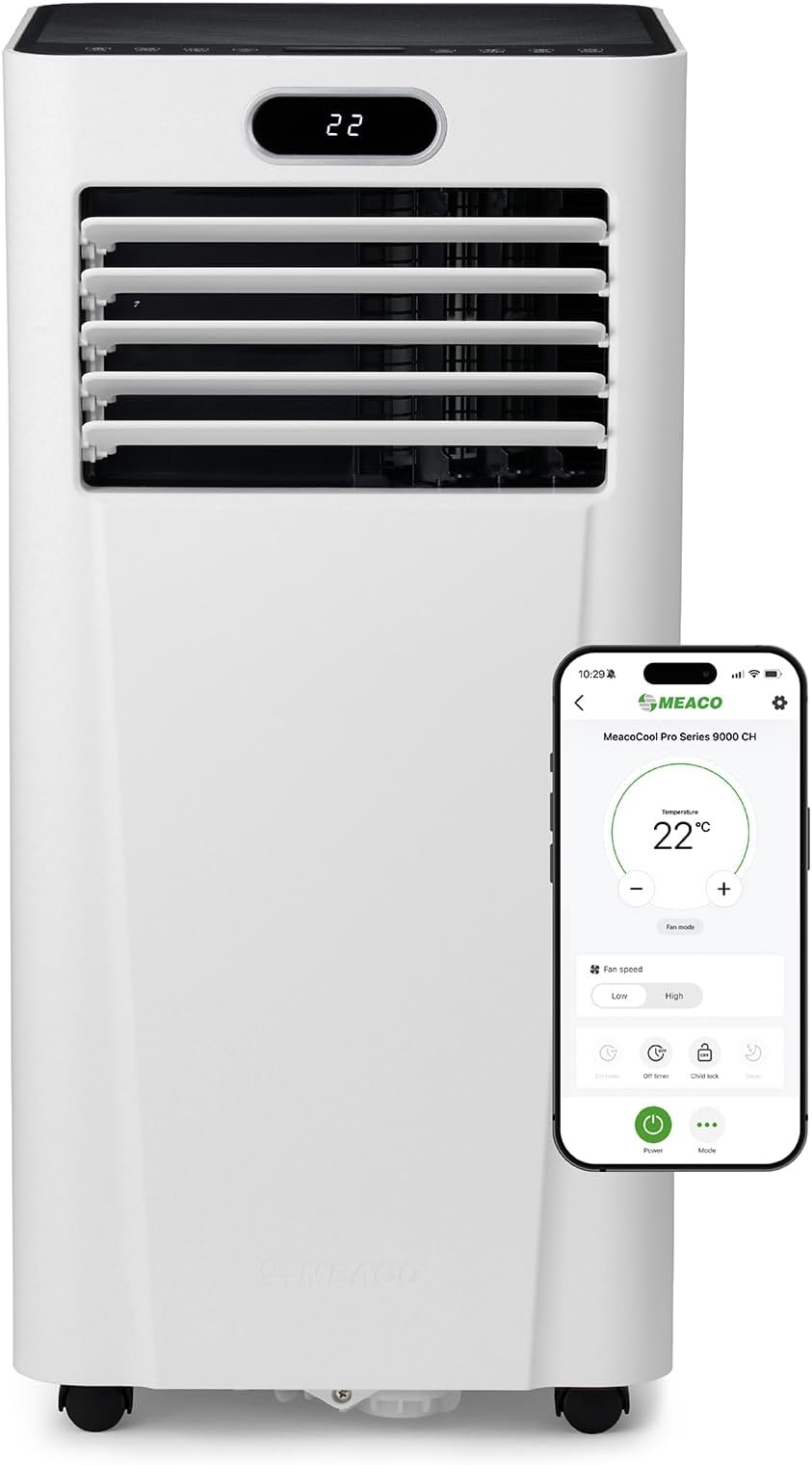 Meaco MeacoCool Pro Series 9000 CH Portable Air Conditioner - Wi-Fi enabled with Meaco App, Low Energy, Low Noise, Free Flexible Window Kit