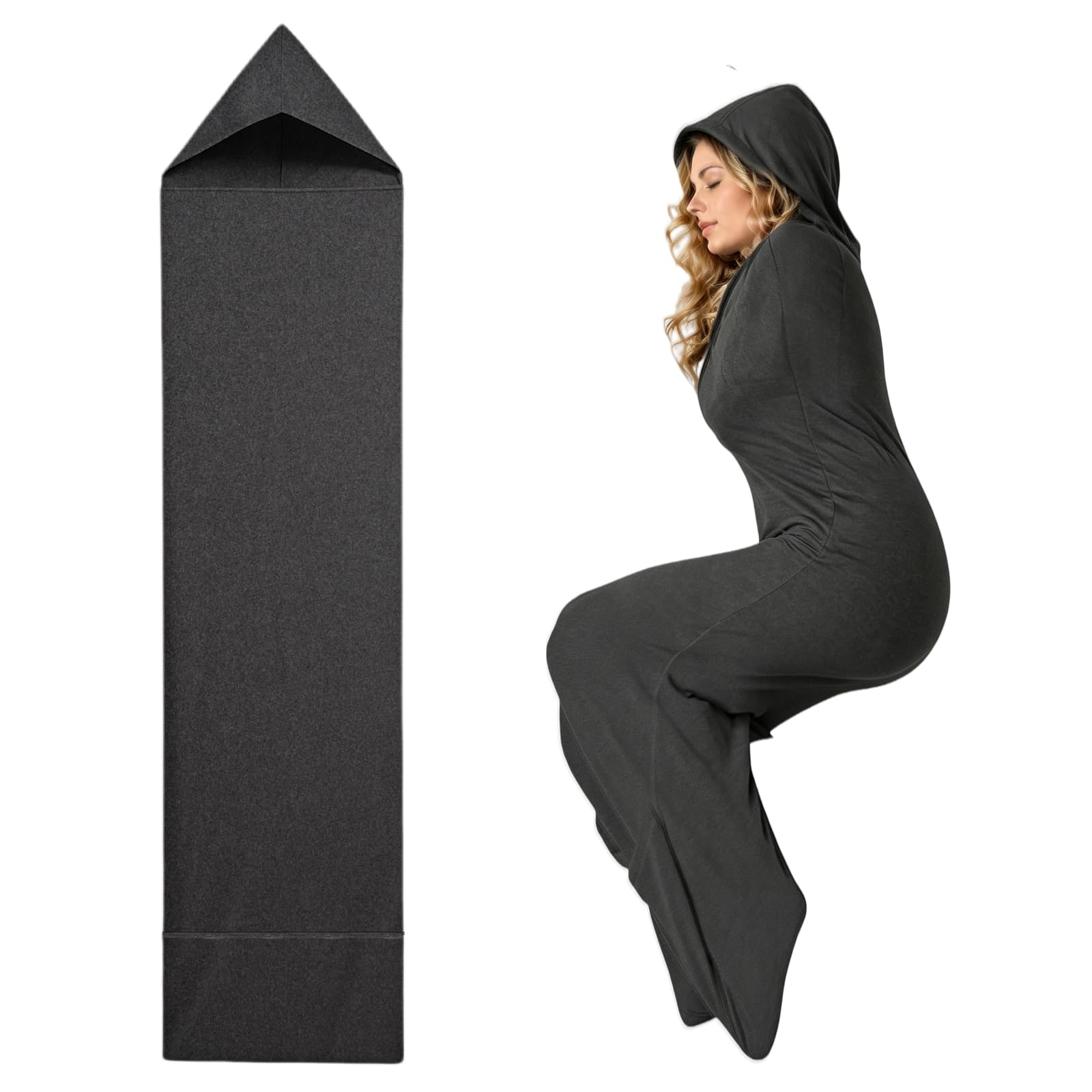 FANGCCC Sleep Pod, 360 Wrap Compression Sleep Sack with Hood and Foot Opening, Soft Breathable Wearable Sleeping Bag, Stretch Sleeping Pod, Wearable Blanket, Sensory Compression Blanket (M)