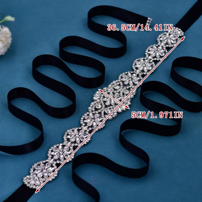 Bridal Rhinestones Sash Applique Pearls Beaded Belt Handmade Crystal Belts Elegant Evening Dress Accessories3