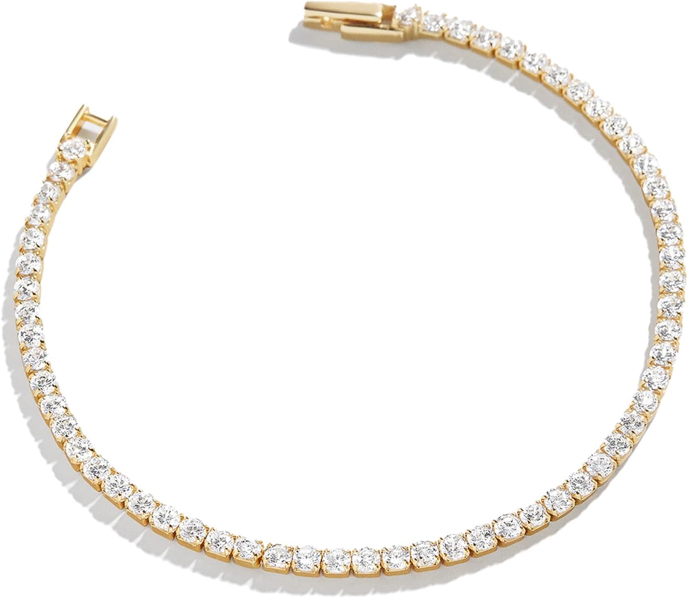 BaubleBar Bennett Tennis Bracelet for Women, 18K Gold Plated Sterling Silver - Hypoallergenic with Cubic Zirconia Stones, Dainty and Trendy Thin Stacking Bracelet, Women's Fashion Jewelry