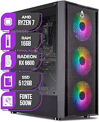 PC Gamer Mancer, AMD RYZEN 7 5700X, Water Cooler, RX 6600 8GB, 16GB DDR4, SSD M.2 512GB, Fonte 500W 80 Plus