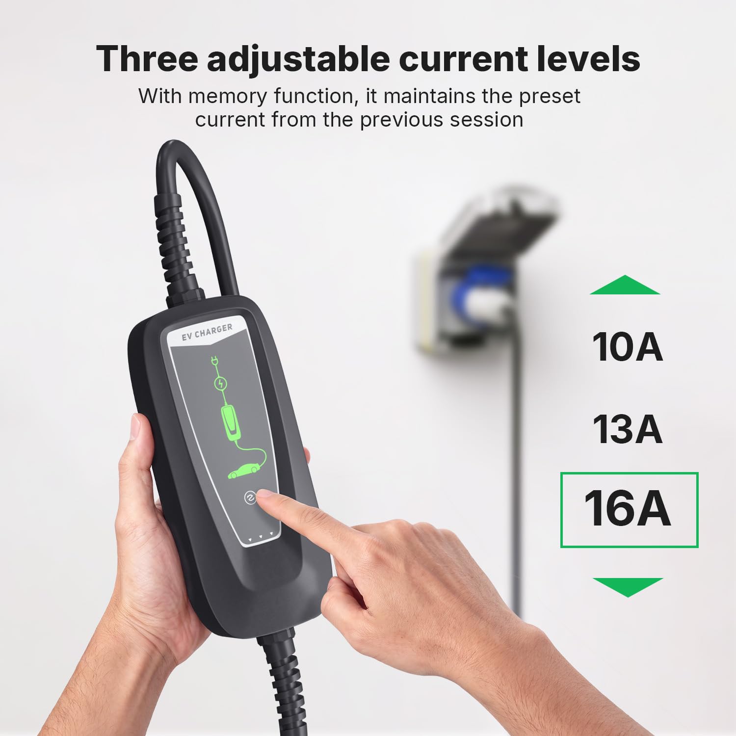Kabel do ładowania EV typu 2, 3,68 kW z wtyczką CEE 16 A, 1-fazowy, 10-16 A, przenośny kabel do ładowania, ładowarka samochodowa z kablem 6 m, IP66, torba do przenoszenia, kompatybilna ze