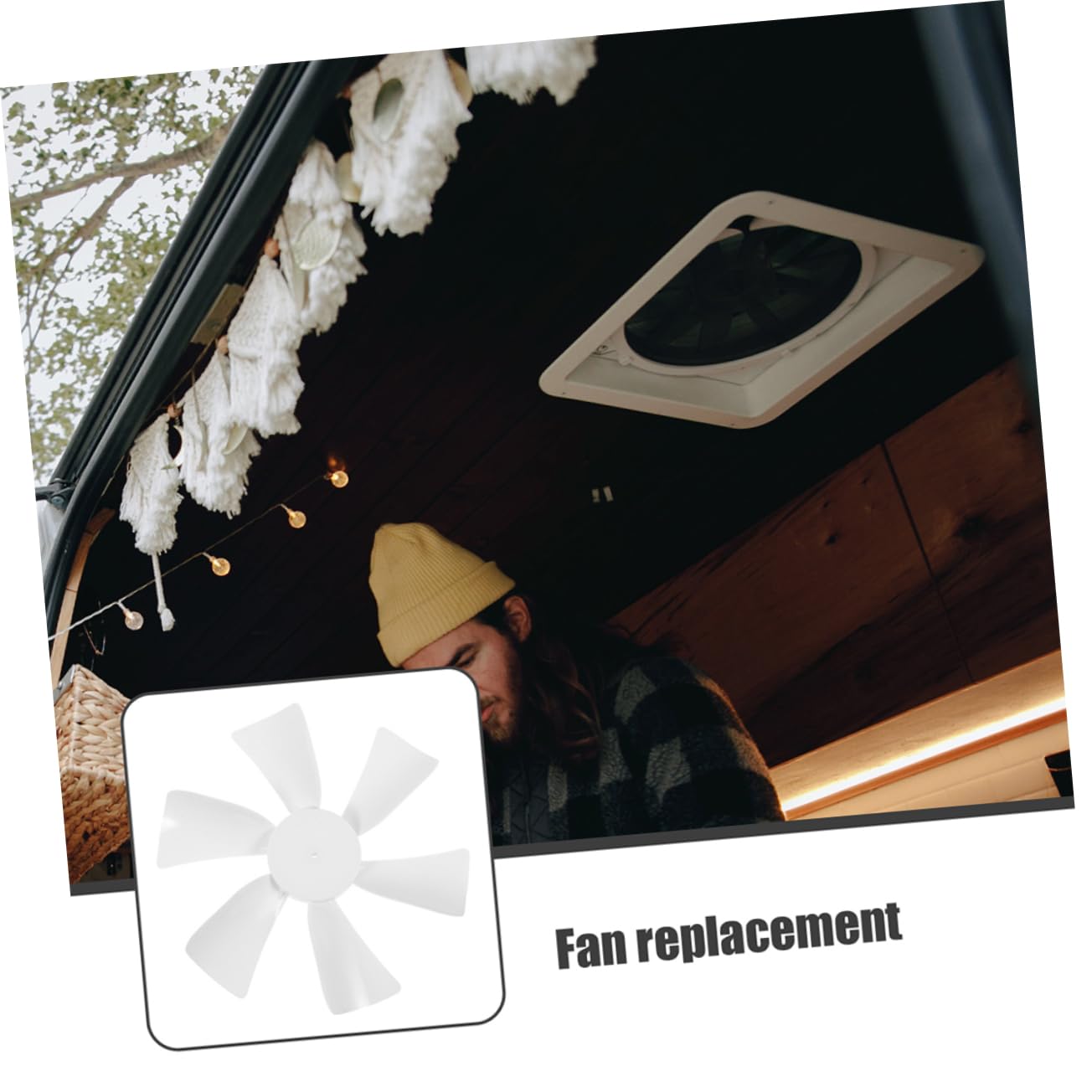 Luxshiny 4sets Rv Fan Blade Replacement 6 Replacement Blades for Trailer Vent Fans Easy Install Long Lasting 2pcs*4