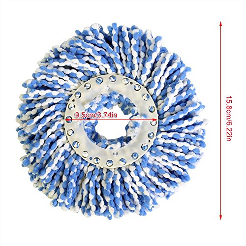 Image of Huhushop Spin Mop Head Refills Microfiber Round Spin Mop Head Replacement for Universal Spin Mop System Perfect for Home Commercial Use (Blue+White)