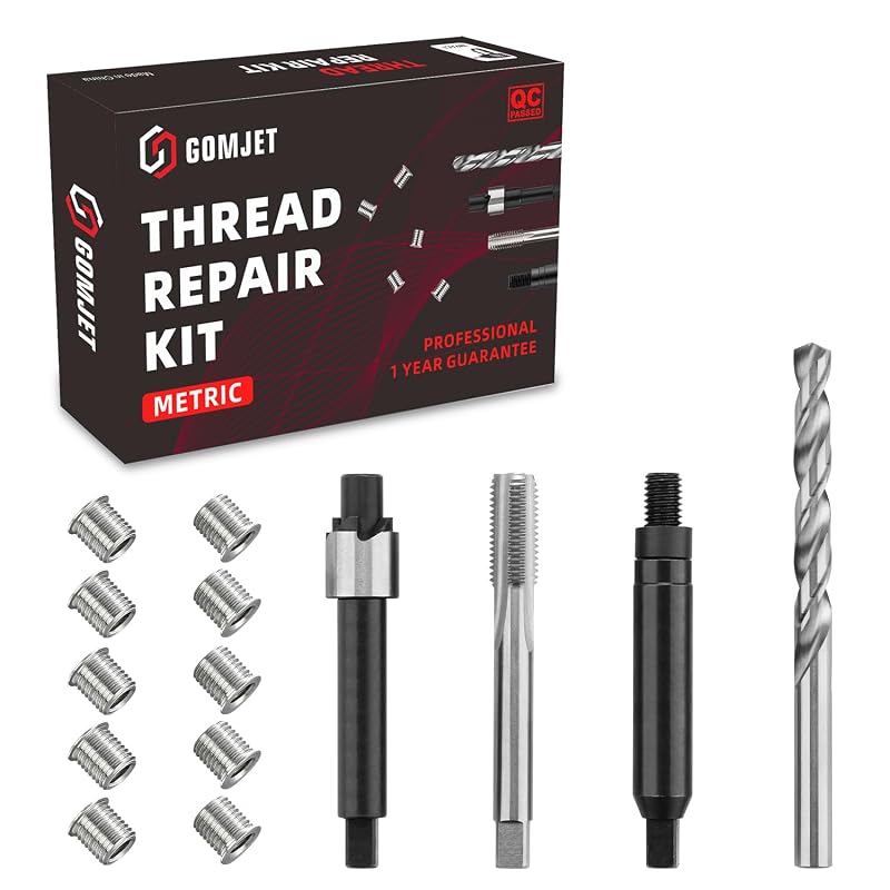 Kit de reparo de rosca M8X1.25 métrica com inserto de aço inoxidável 304 M8X1.25X11.7MM, 10 peças