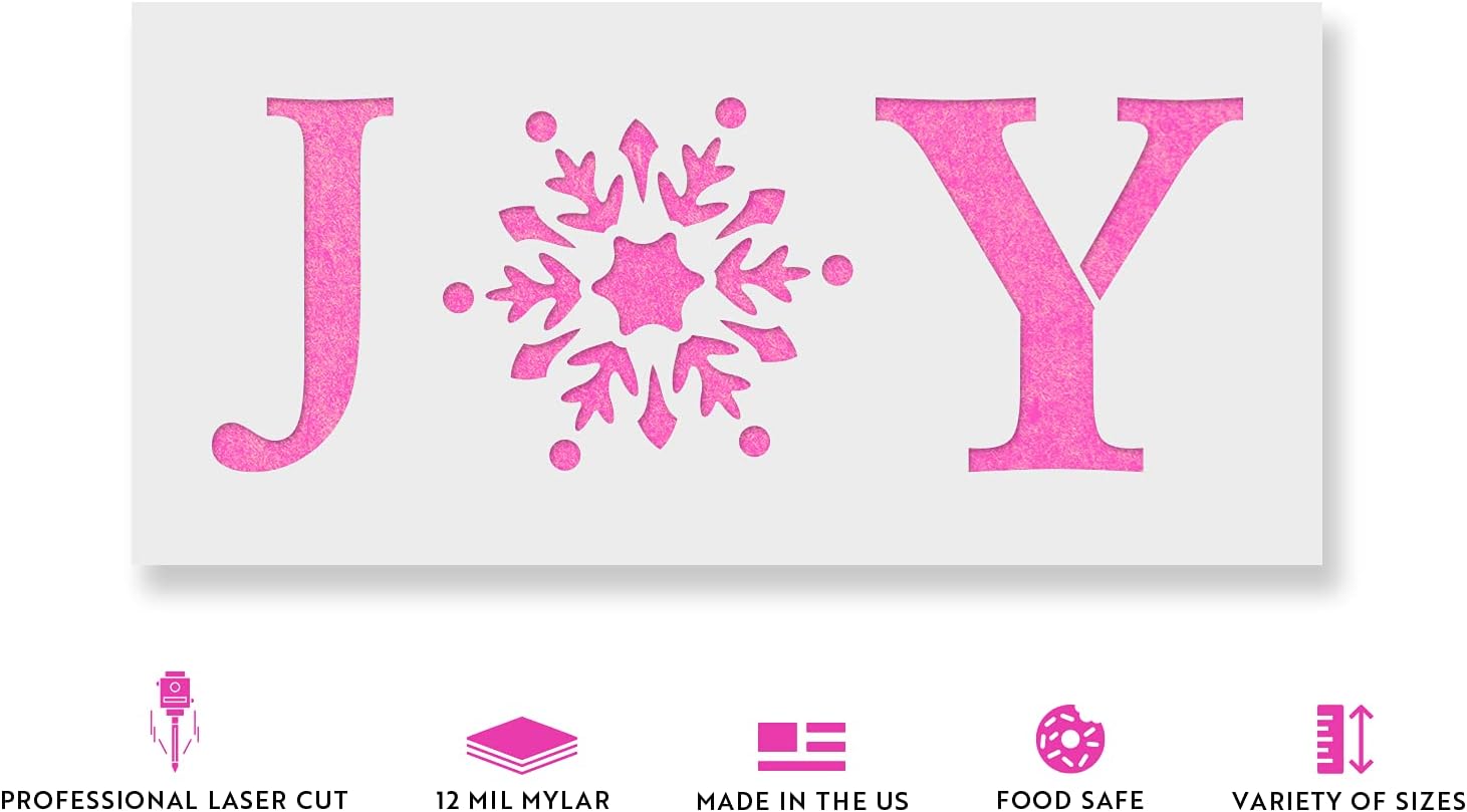 Joy Snowflake Stencil - Snowflake Stencil, Stencil for Wood, Wood Stencil, Christmas Stencils, Christmas Decoration