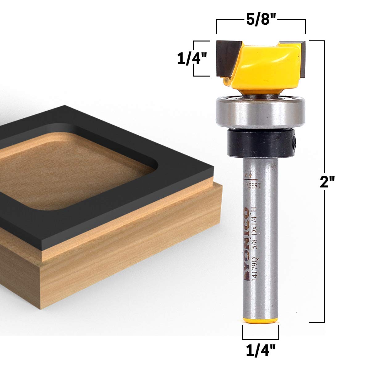 YONICO Router Bits Pattern Bit Flush Trim Set 3 Bit 5/8-Inch Diameter 1/4-Inch Shank 14324q