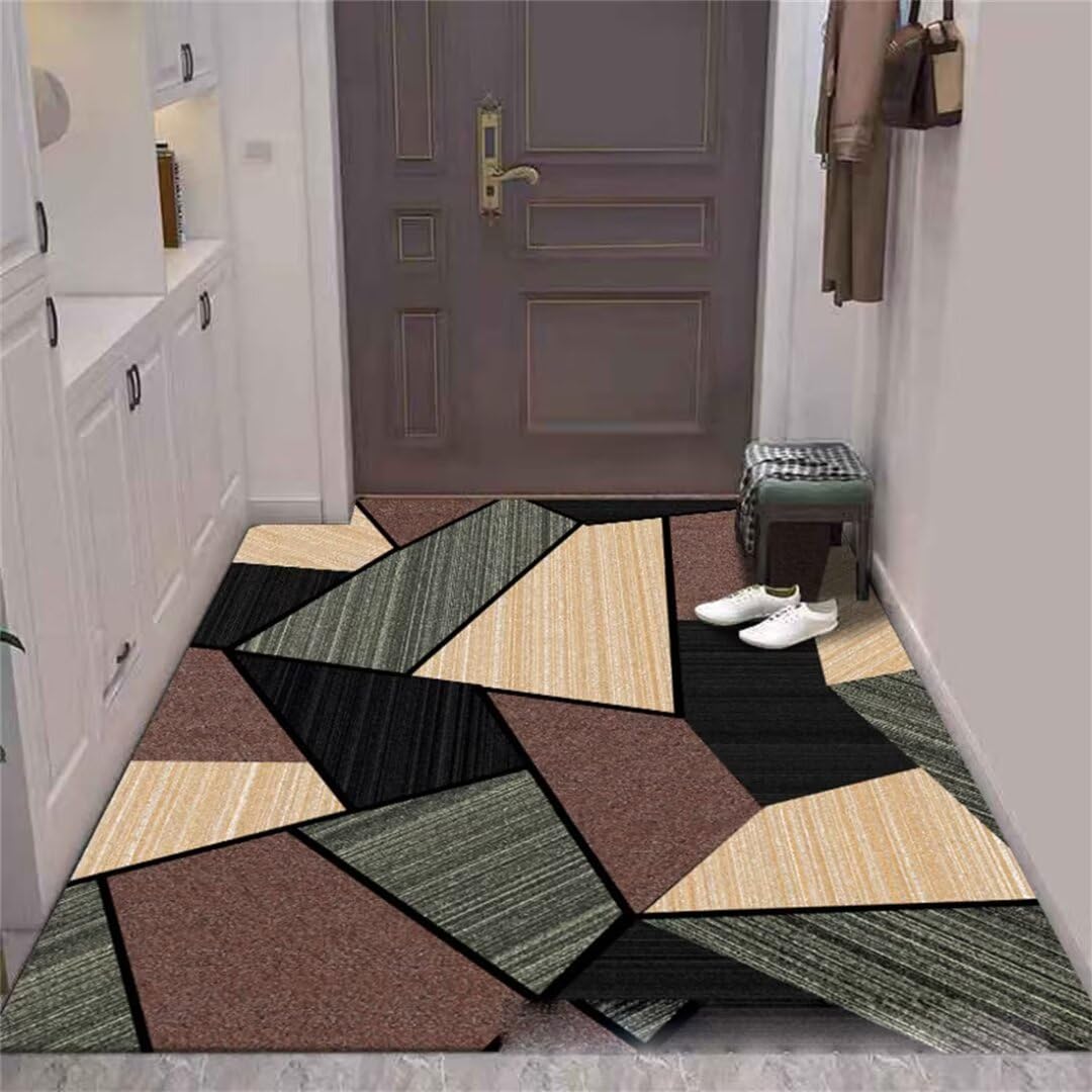 Tapis géométrique moderne noir lavable et anti-tache pour le chevet