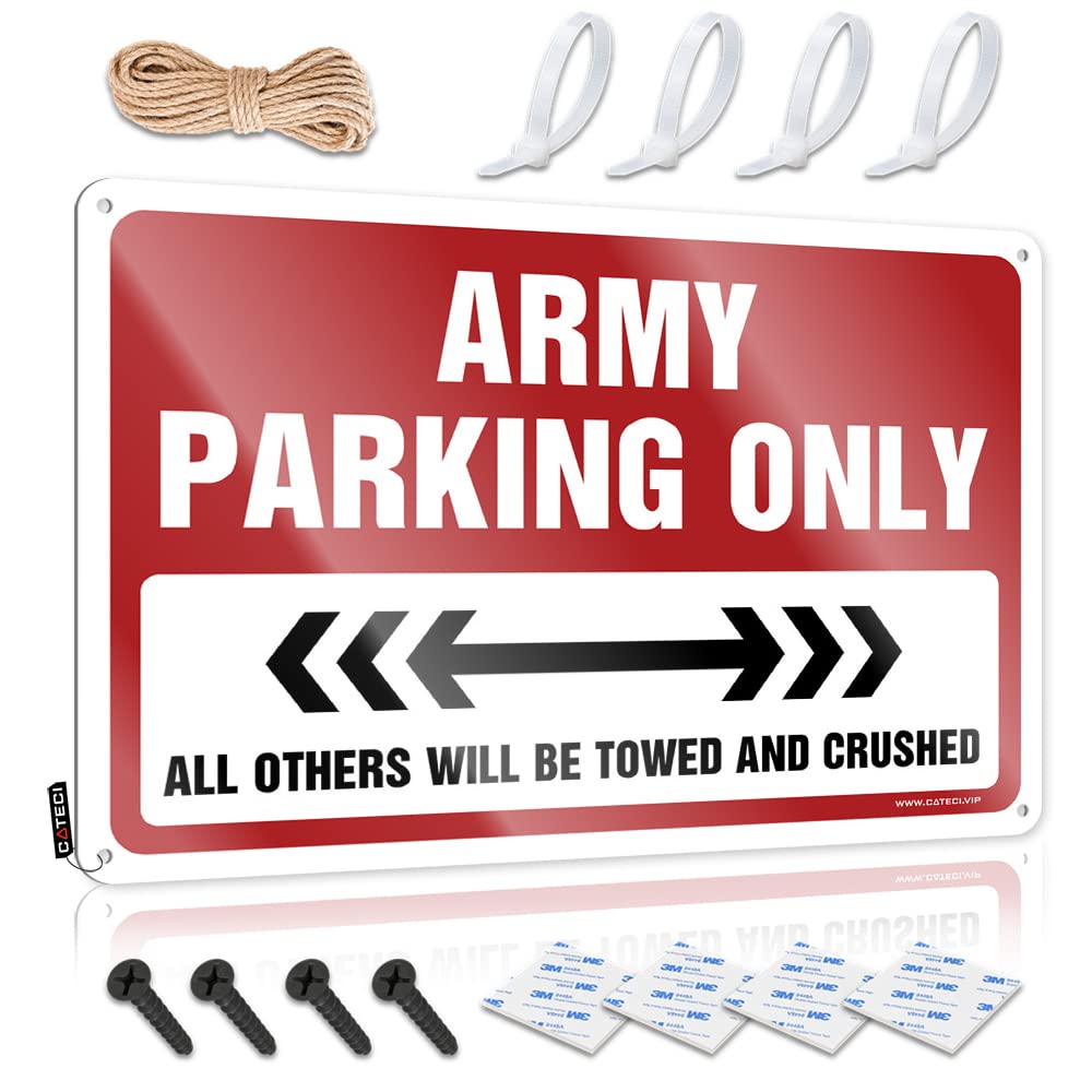 Krazmurongd One Color Outdoor Bar Signs Army Parking Only Tin Sign Backyard Bar Decor Man Cave Sign Funny