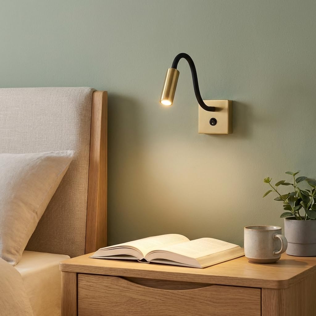 B·LED BARCELONA LED Applique murale LED 3W avec bras flexible | 2800K lumière chaude | Orientable | Interrupteur intégré | Aluminium | Chambre, hôtels & lecture