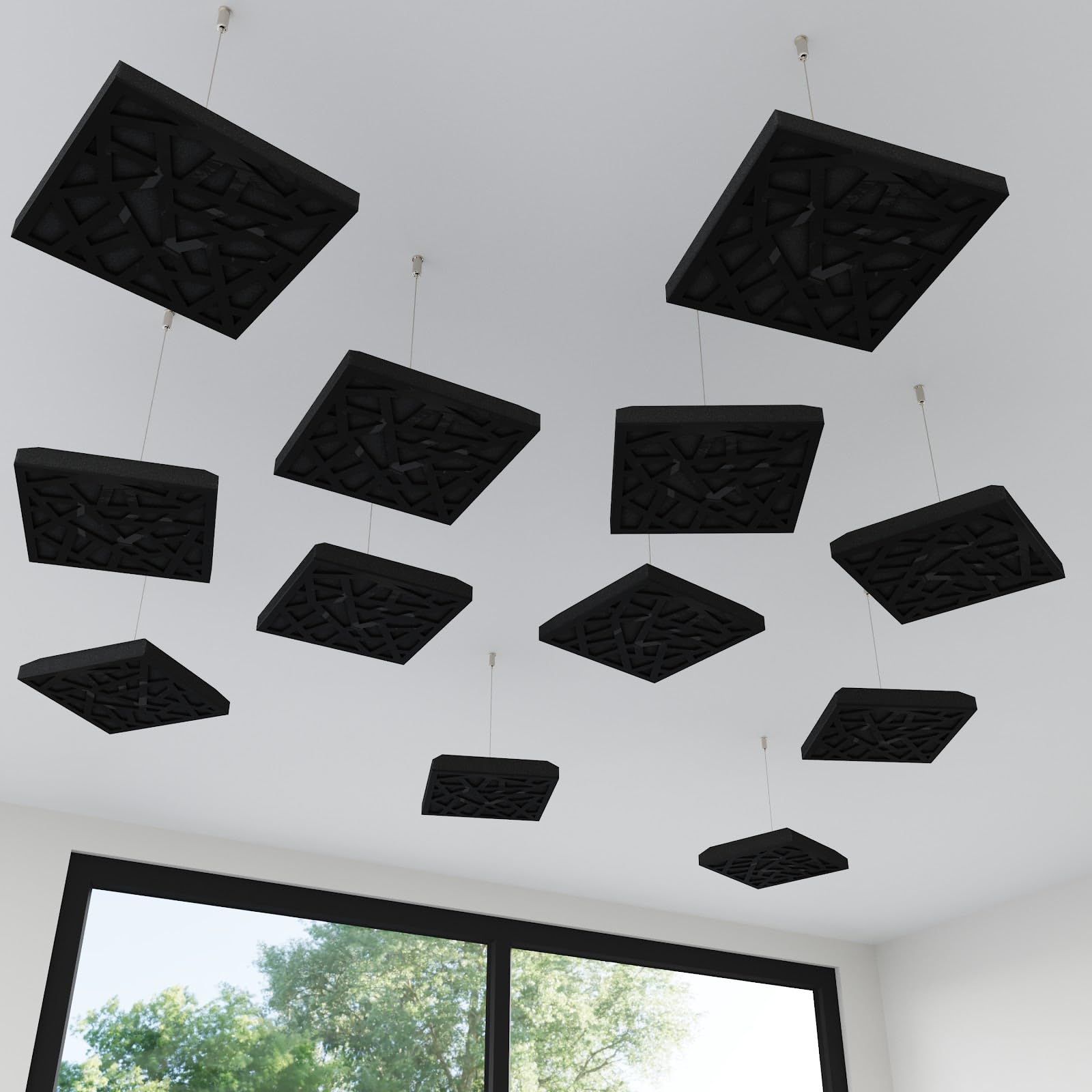 Décoration acoustique de plafond SKYROSS-Mini noir brillant premium