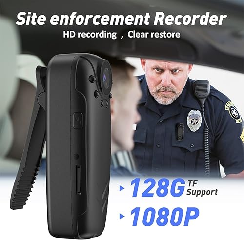 Miniatura 3 de TooPro Cámara corporal M2 1080P, visión nocturna infrarroja con SD de 128 GB, grabación de video de audio, mini videocámara de clip, grabadora de