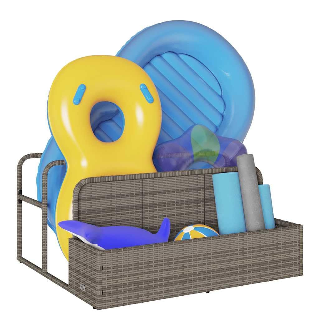 INLIFE Pool Aufbewahrungsbehälter Grau 110x100x57 cm Poly Rattan,Heim & Garten,Haushaltsbedarf,Aufbewahrung & Ordnungssysteme,Grau,9.8 KG,4104090