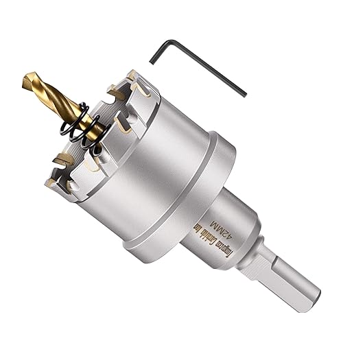 Miniatura 59 de METALLIXITY Kit de sierra perforadora de 1.732 in (1-47/64 pulgadas), cortador de agujeros de carburo de tungsteno con broca central, llave