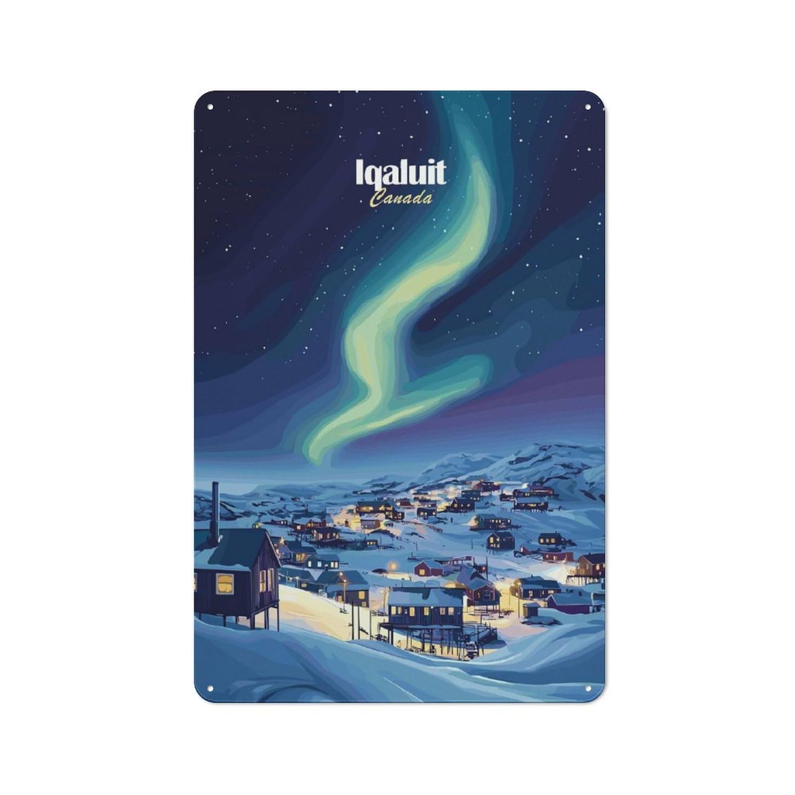For Lounge Or Reading Corner, Iqaluit Aurora Borealis Vintage Metal Sign 30x20cm, for Collectors Decorating Lounges And Reading Corners