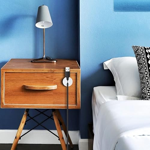 Miniatura 6 de Shintop Clips para cables, paquete de 6 soportes de cable blanco, organizador de cables para organizar escritorio, mesita de noche, cargador de