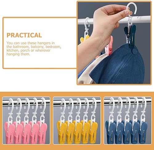 Miniatura 7 de Alipis 30 ganchos de ropa con clip de plástico para ropa, clips para colgar botas, ganchos giratorios para colgar en el armario, abrazaderas,