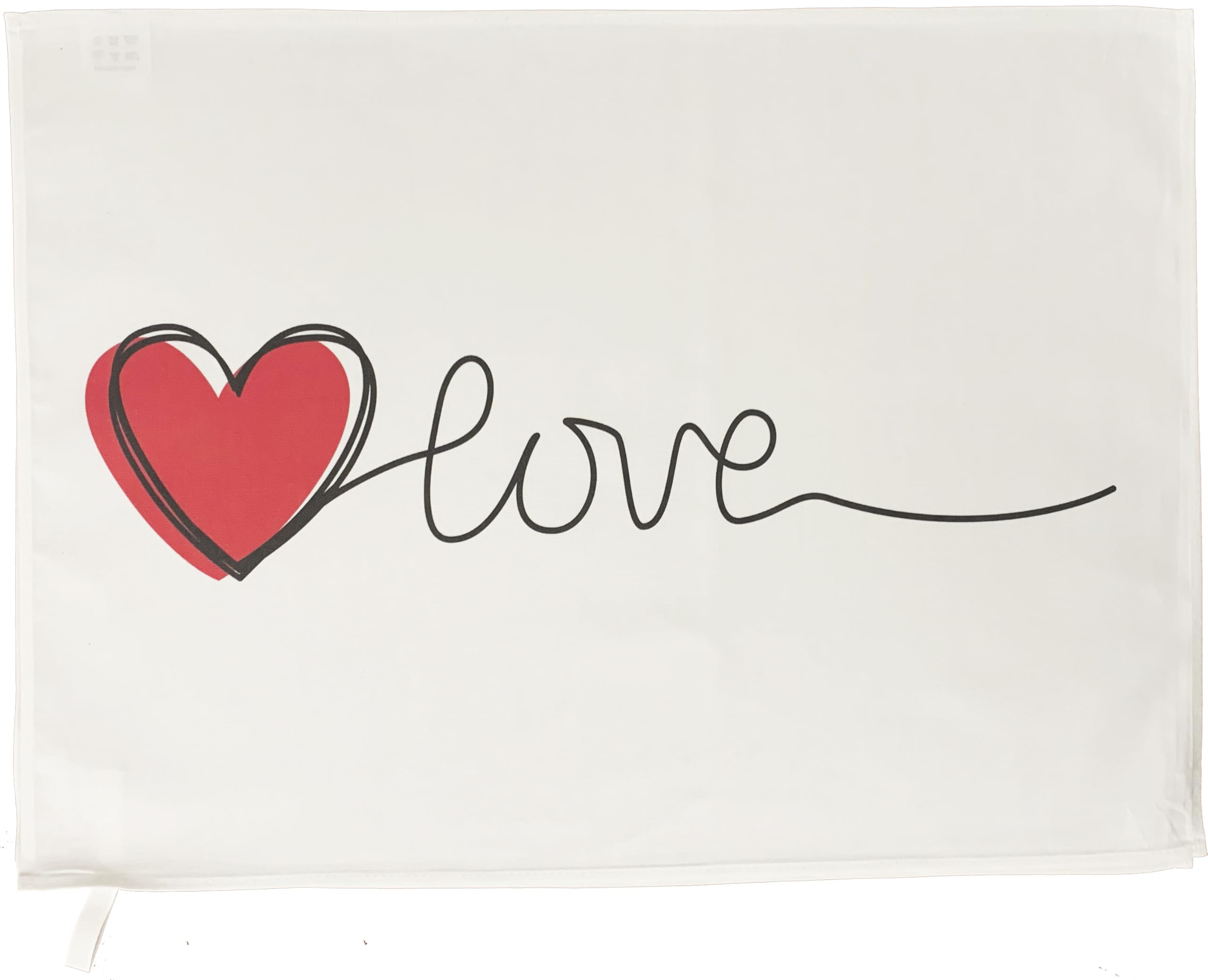 Half A Donkey White Large Cotton Tea Towel With Love Heart Design, 65 X 47 Cm, Made In Uk