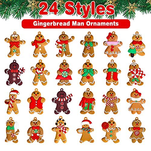 24Pcs Gingerbread Man Ornaments For Christmas Tree Decorations Mini Gingerbread Hanging Charms Decorative Hanging Ornaments Christmas Gingerbread House Decor Christmas Holiday Indoor Decorations #TOP1