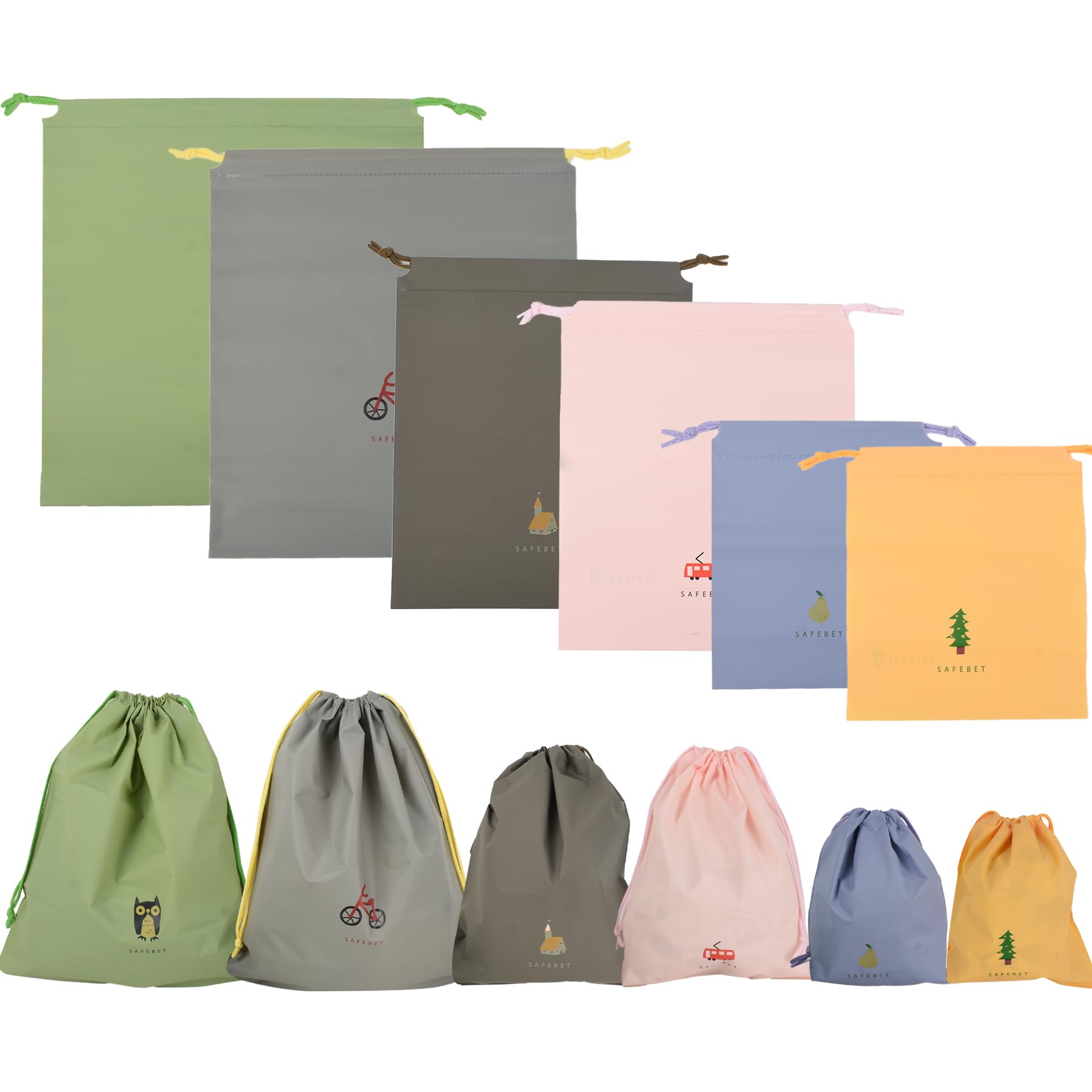 VIOCIWUO Waterproof Drawstring Bag, PE Plastic Storage Bag Organizing Bag for Sport Travel Organize Pouch for Clothing Shoes Toiletries 3 Sizes